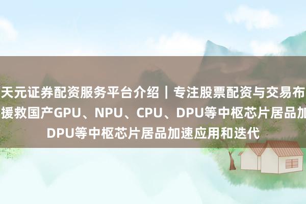 天元证券配资服务平台介绍|专注股票配资与交易布局优化 深圳:援救国产GPU、NPU、CPU、DPU等中枢芯片居品加速应用和迭代