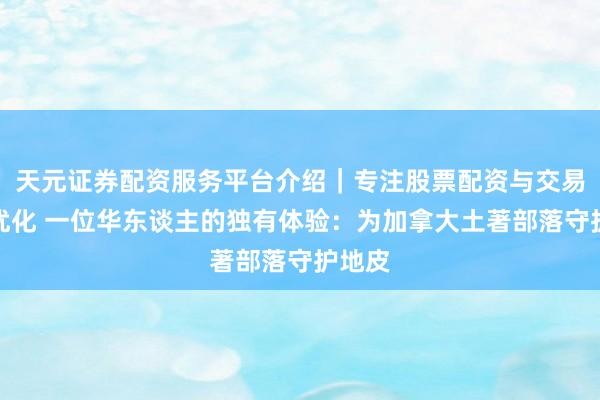 天元证券配资服务平台介绍|专注股票配资与交易布局优化 一位华东谈主的独有体验:为加拿大土著部落守护地皮