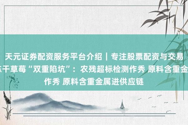 天元证券配资服务平台介绍｜专注股票配资与交易布局优化 冻干草莓“双重陷坑”：农残超标检测作秀 原料含重金属进供应链