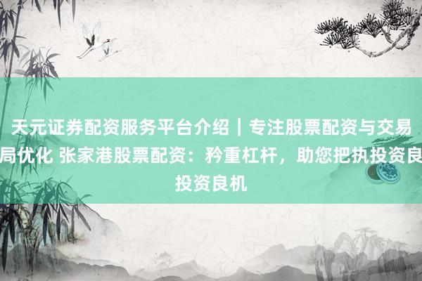 天元证券配资服务平台介绍｜专注股票配资与交易布局优化 张家港股票配资：矜重杠杆，助您把执投资良机